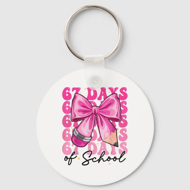67 Days Of School Coquette Bow Six Seven Meme Teac Key Ring (Front)