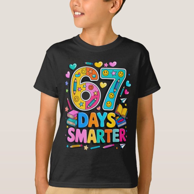 67 Days Of School Funny Meme Teacher Student  T-Shirt (Front)