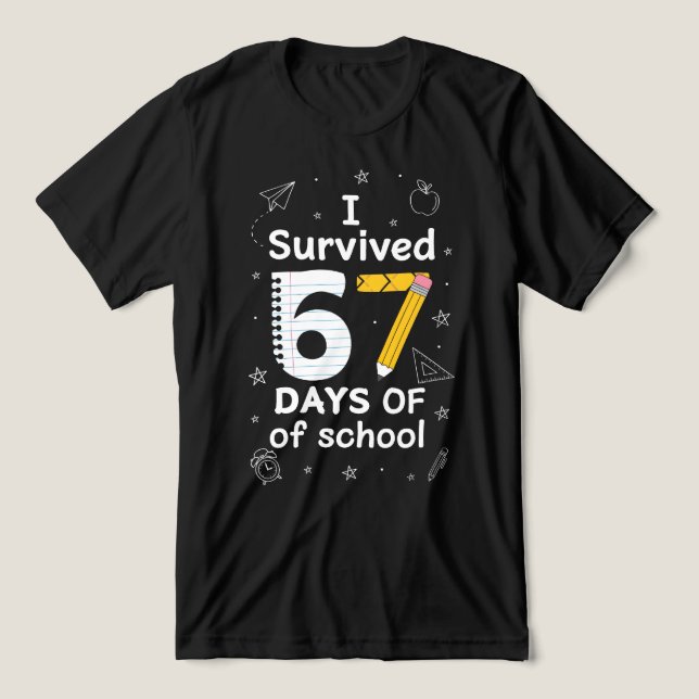 67 Days of School Funny Meme Teacher student Tri-Blend Shirt (Design Front)