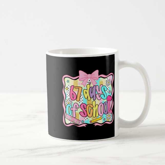 67 Days Of School Girls Coquette Bow 67th Day Of S Coffee Mug (Right)