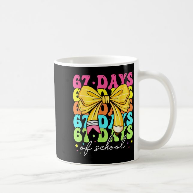 67 Days Of School Girls Coquette Bow 67th Day Of S Coffee Mug (Right)