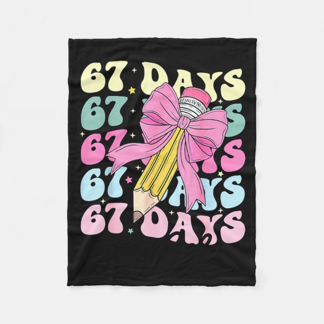 67 Days Of School Girls Coquette Bow 67th Day Of S Fleece Blanket (Front)