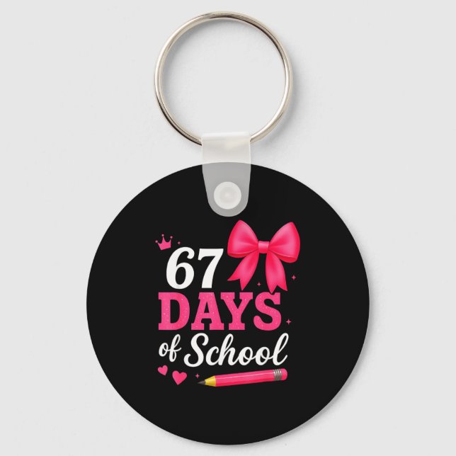 67 Days Of School Girls Coquette Bow 67th Day Of S Key Ring (Front)