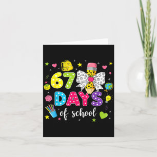67 Days Of School Girls Coquette Bow Pencil 67 Day Card