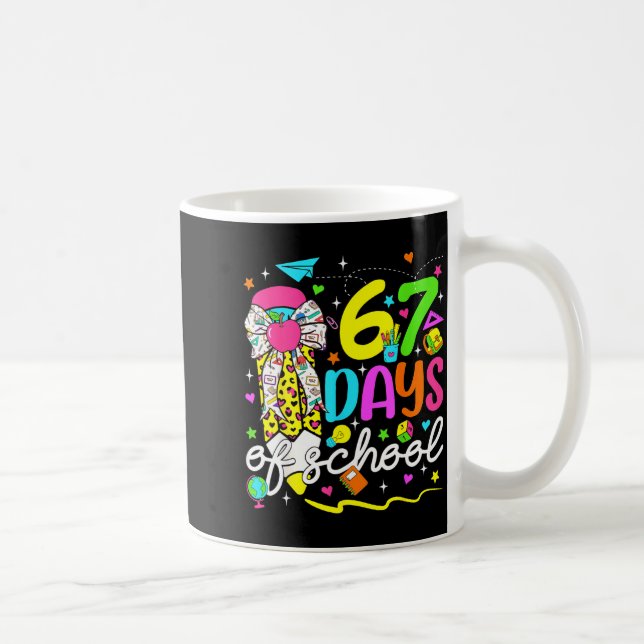 67 Days Of School Girls Coquette Bow Pencil 67 Day Coffee Mug (Right)