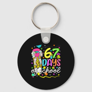 67 Days Of School Girls Coquette Bow Pencil 67 Day Key Ring