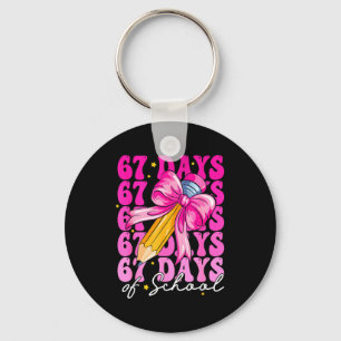 67 Days Of School Girls Coquette Bow Pencil Teache Key Ring