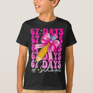 67 Days Of School Girls Coquette Bow Pencil Teache T-Shirt