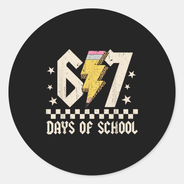 67 Days Of School Meme Slang Abcd Rock Boys Girls  Classic Round Sticker (Front)