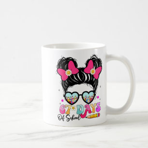 67 Days Of School Messy Bun Girl Kids Meme Funny  Coffee Mug
