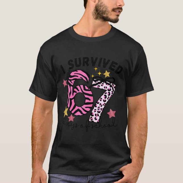 67 Days Of School Nk Leopard Girl Glam Zebra  T-Shirt (Front)