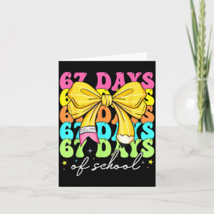 67 Days Of School Pencil Coquette Bow 67th Day Of  Card