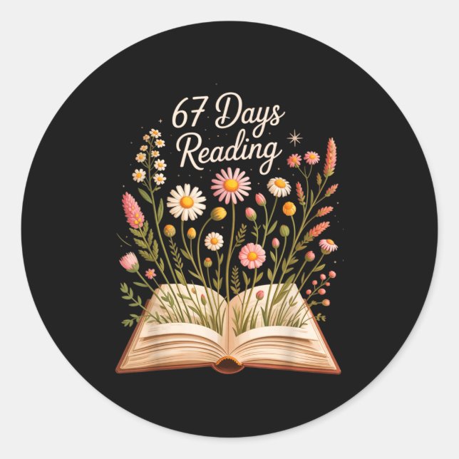 67 Days Of School Reading Books Teacher 67th Day O Classic Round Sticker (Front)