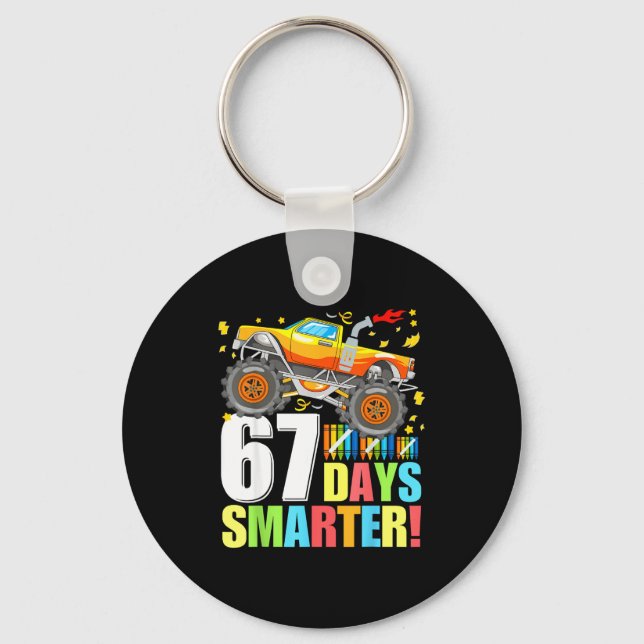 67 Days Of School Smarter Funny Six Seven Monster  Key Ring (Front)