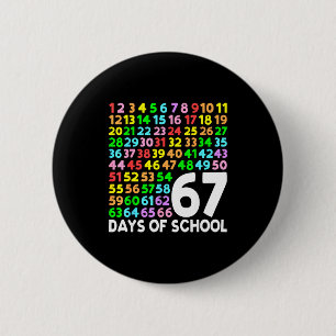 67 Days Of School Teacher Kids Boy 67 Math Numbers 6 Cm Round Badge