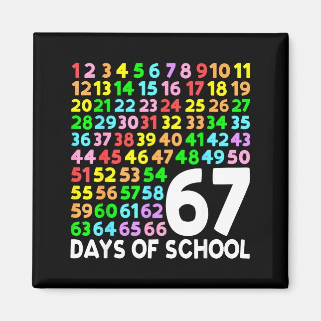 67 Days Of School Teacher Kids Boy 67 Math Numbers Magnet (Front)