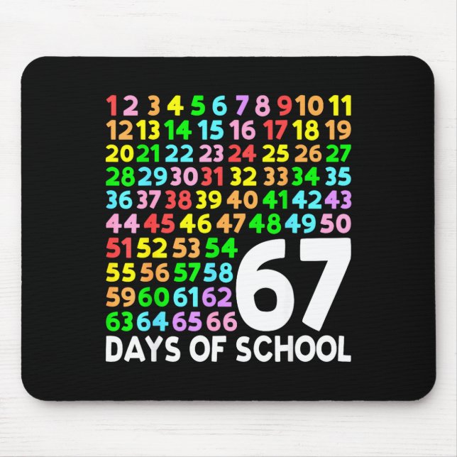 67 Days Of School Teacher Kids Boy 67 Math Numbers Mouse Pad (Front)