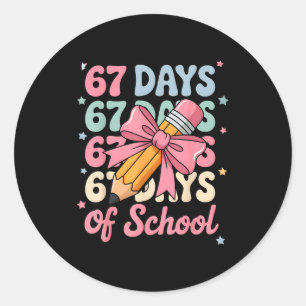 67 Days Of School Teacher Shirt Cute Preppy Cow Gi Classic Round Sticker