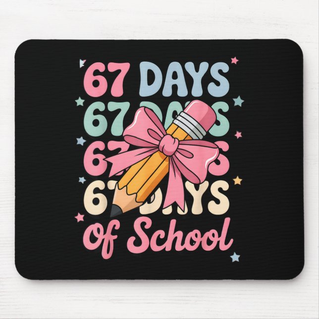 67 Days Of School Teacher Shirt Cute Preppy Cow Gi Mouse Pad (Front)