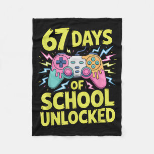 67 Days Of School Unlocked Gamer Gaming Boys Ice C Fleece Blanket