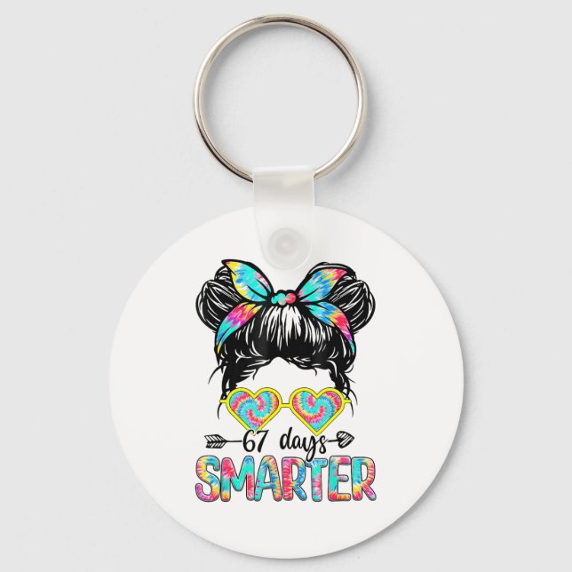 67 Days Of Smarter Messy Bun Six Seven 67th Day Of Key Ring (Front)