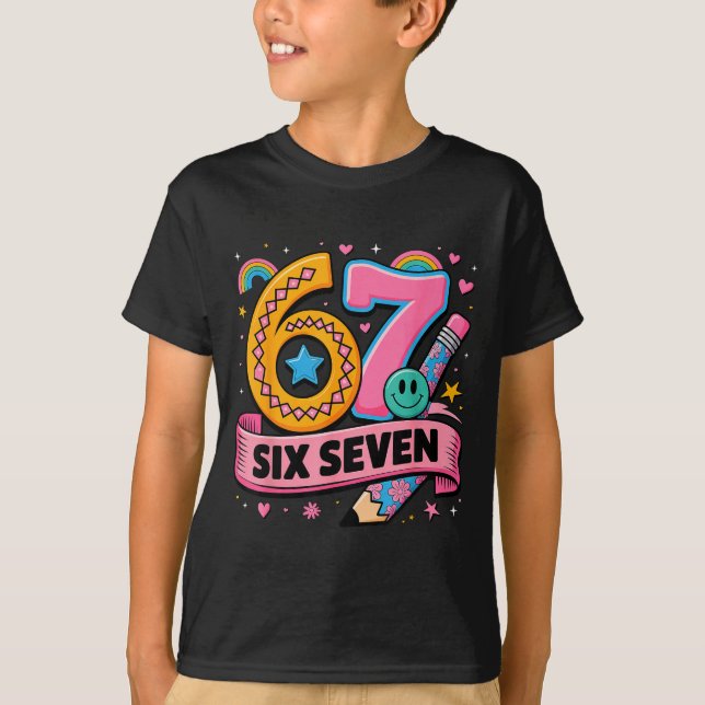 67 Days School 67 Six Seven Funny 67 Teachers Stud T-Shirt (Front)
