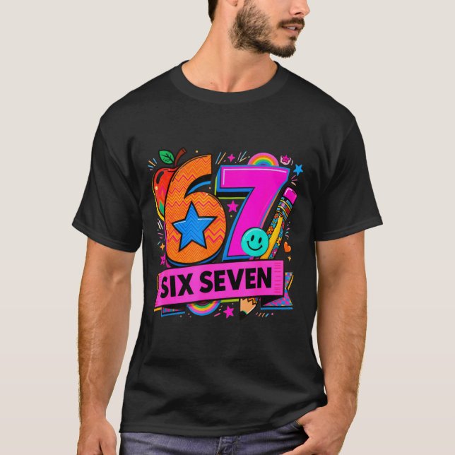 67 Days School 67 Six Seven Funny 67 Teachers Stud T-Shirt (Front)