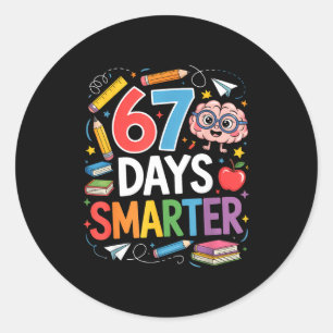 67 Days Smarter 67th Day Of School Teacher Kids Bo Classic Round Sticker