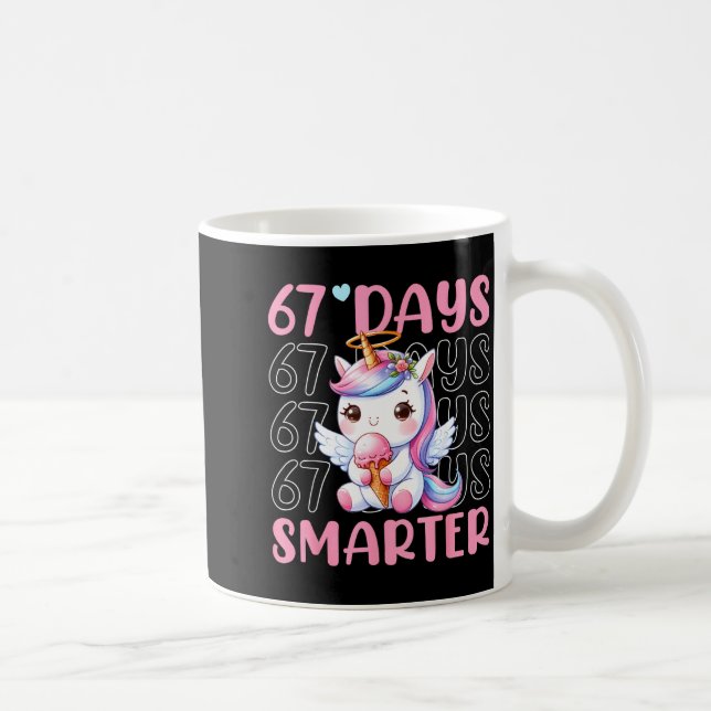 67 Days Smarter Cute Unicorn 67th Day School Girls Coffee Mug (Right)