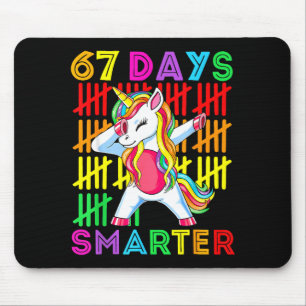 67 Days Smarter Kids Girls Unicorn 67th Day Of Sch Mouse Pad