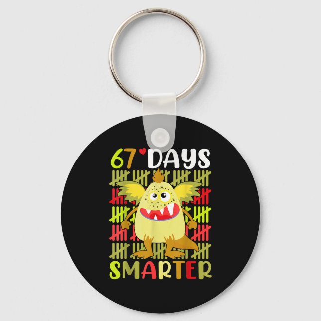 67 Days Smarter Little Monster 67th Day School Gir Key Ring (Front)