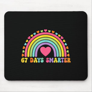67 Days Smarter Rainbow Heart Design For Teacher S Mouse Pad