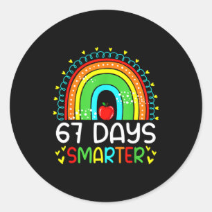 67 Days Smarter School Rainbow Teacher Days Smarte Classic Round Sticker