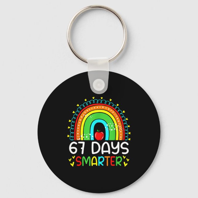 67 Days Smarter School Rainbow Teacher Days Smarte Key Ring (Front)