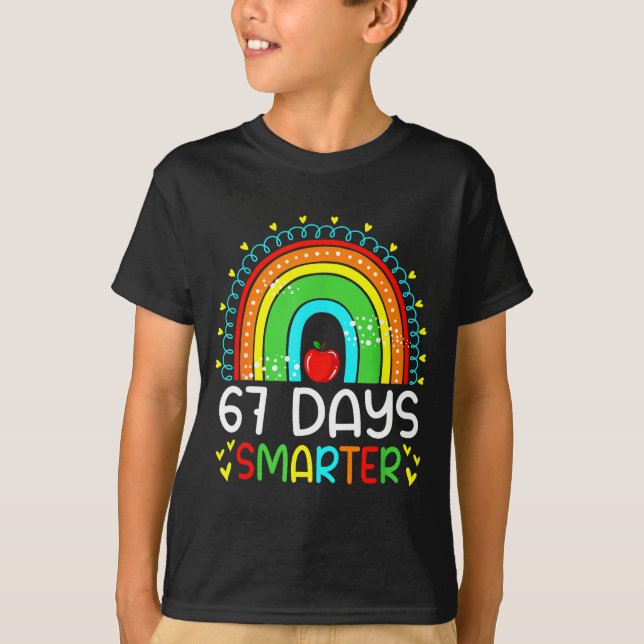 67 Days Smarter School Rainbow Teacher Days Smarte T-Shirt (Front)