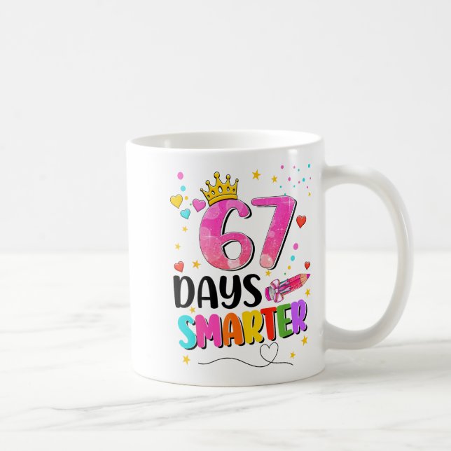 67 Days Smarter Six Seven Bow Kids Teachers Six Se Coffee Mug (Right)