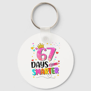 67 Days Smarter Six Seven Bow Kids Teachers Six Se Key Ring