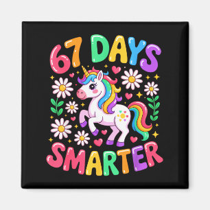 67 Days Smarter Unicorn Rainbow 67th Day Of School Magnet