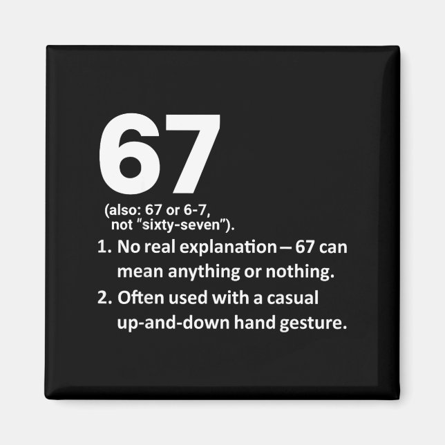 67 Definition Funny Six Seven Meme 6 7  Magnet (Front)