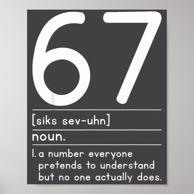 67 Definition The Meaning Of 67 Meme Funny Six Sev Poster (Front)