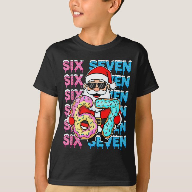67 Donut Christmas Funny Six Seven Meme Santa Kids T-Shirt (Front)