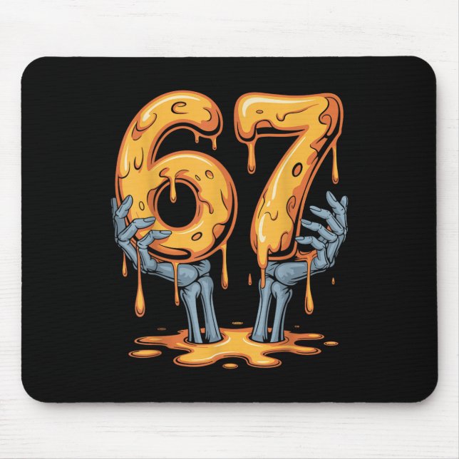67 Drip Funny Skeleton Halloween 67 Meme Ice Cream Mouse Pad (Front)
