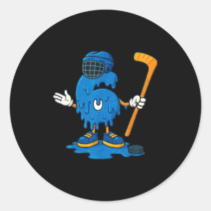 67 Drip Ice Cream Hockey Player  Classic Round Sticker