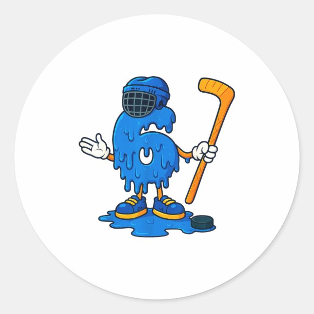 67 Drip Ice Cream Hockey Player  Classic Round Sticker (Front)
