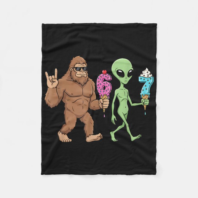 67 Drip Meme Funny Six Seven Bigfoot Alien Sasquat Fleece Blanket (Front)