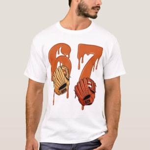 67 Dripping Ice Cream Number Baseball Glove Meme T-Shirt