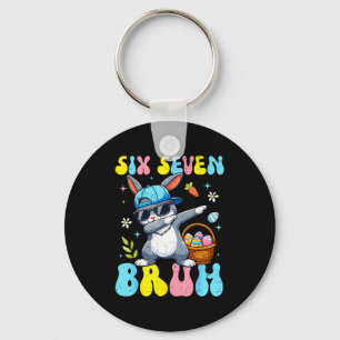 67 Easter Day Rabbit Six Seven Bruh Dabbing Bunny  Key Ring