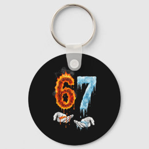 67 Flame Ice 6-7 Number Six Seven Meme 6 7 Kids Bo Key Ring