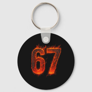 67 Flame Number Six Seven Meme 67 Kid _1 Key Ring