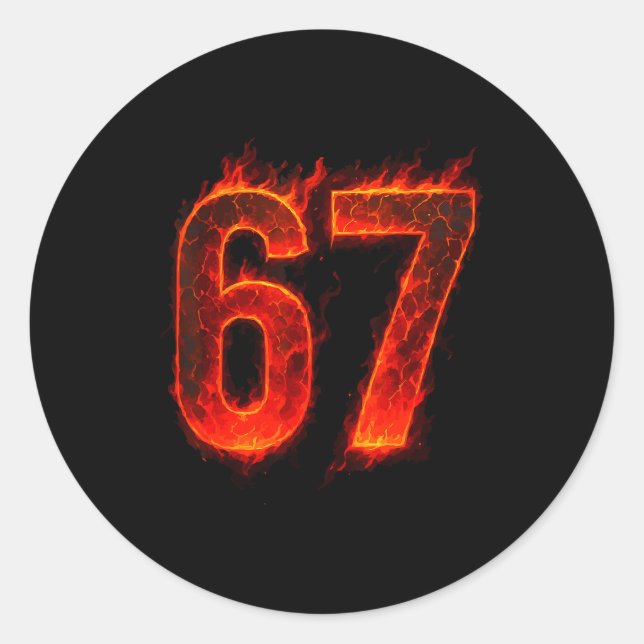 67 Flame Number Six Seven Meme 67 Kid  Classic Round Sticker (Front)